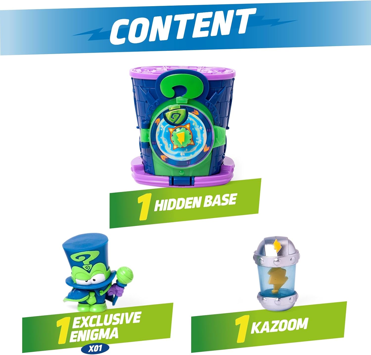 SUPERTHINGS KAZOOM Power - Hidden Base Enigma Enigma Clan TV Series "Kazoom Power" Enigma Lair Contains 1 Hidden Base, 1 Exclusive Enigma and 1 Exclusive Kazoom