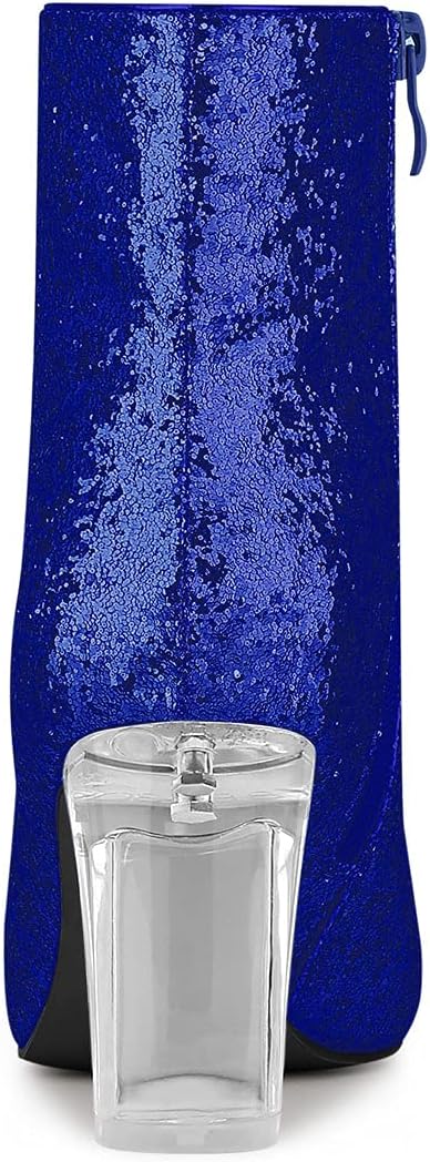 Allegra K Women's Clear Block Heel Glitter Blue Ankle Boots 8 m US - Image 3