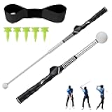 Retractable Golf Swing Trainer, Portable Grip Trainer and Training Auxiliary Elastic Band for Beginners, Indoor & Outdoor Practice(Black)