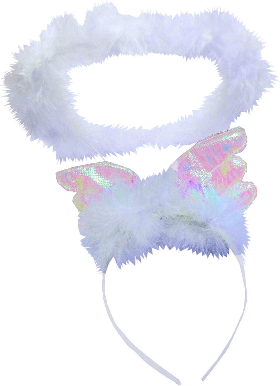 White/Silver Iridescent Feather Angel Wings Alice Band Halo