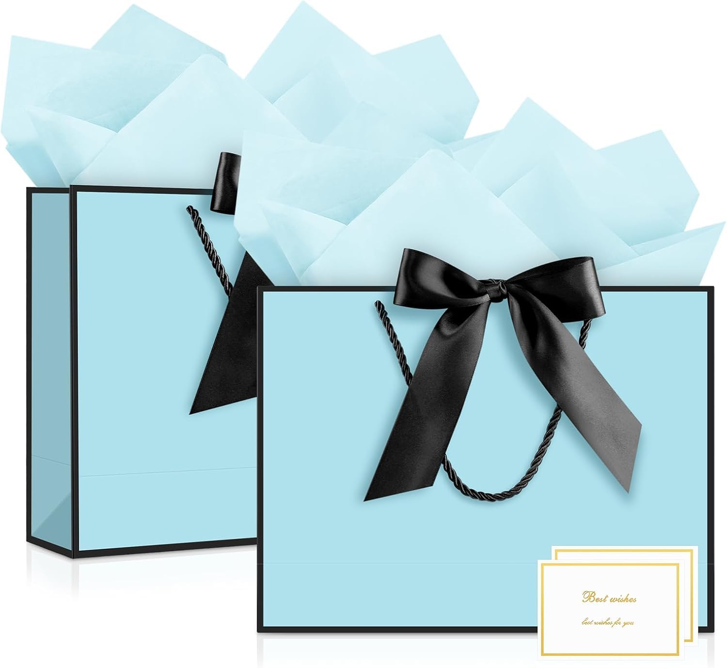 JMANNI 2Pcs Medium Blue Gift Bags for Presents,Birthday Gift Bags Women Men — image 1