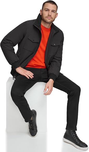 Calvin Klein Men's Flextech Solid Bomber Jacket