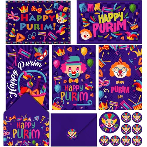 Jetec 100 Sets Happy Purim Greeting Cards