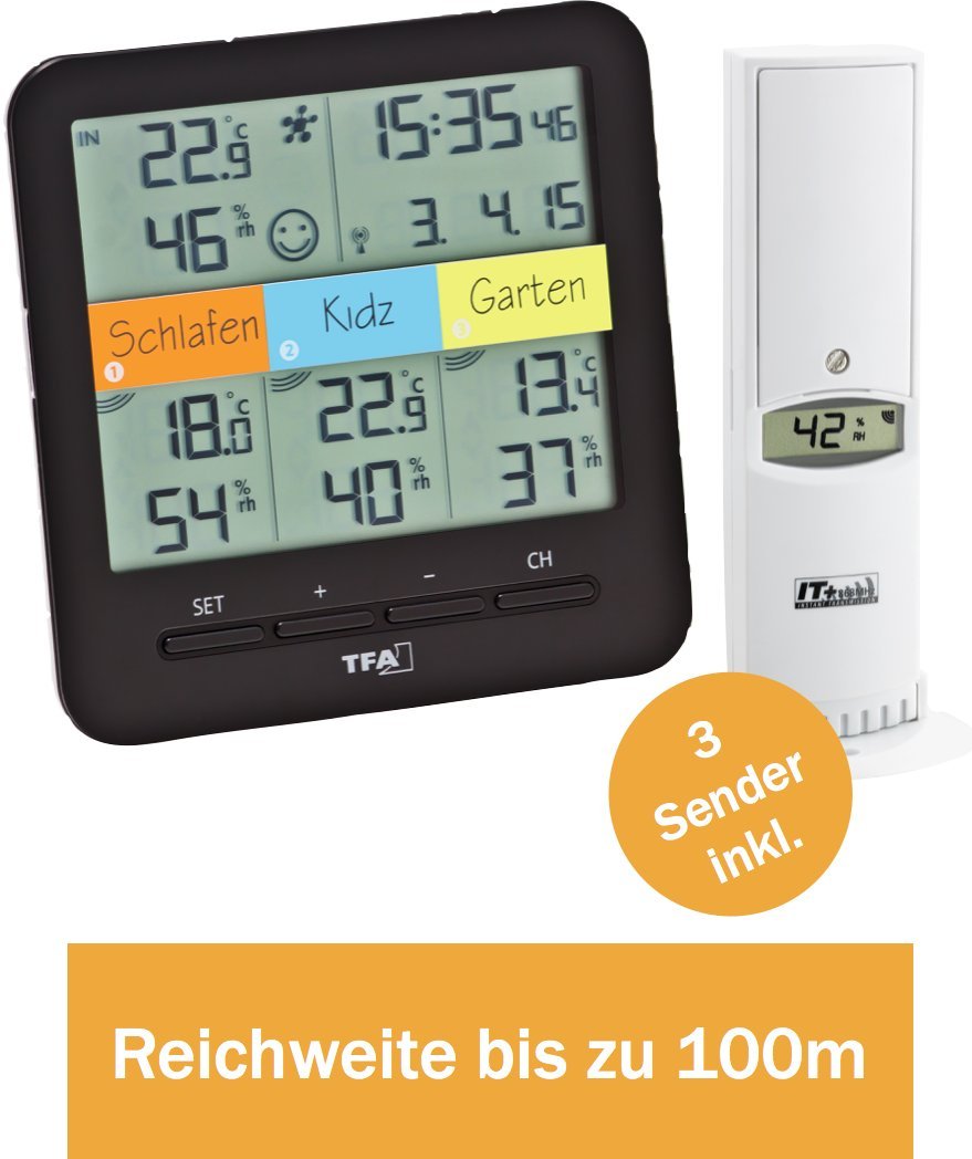 TFA Dostmann Weatherhub 31.4007.02 zestaw startowy z radiowym termometrem, 31.4007.02, łatwa instalacja, mobilny monitoring klimatyzacji i domu