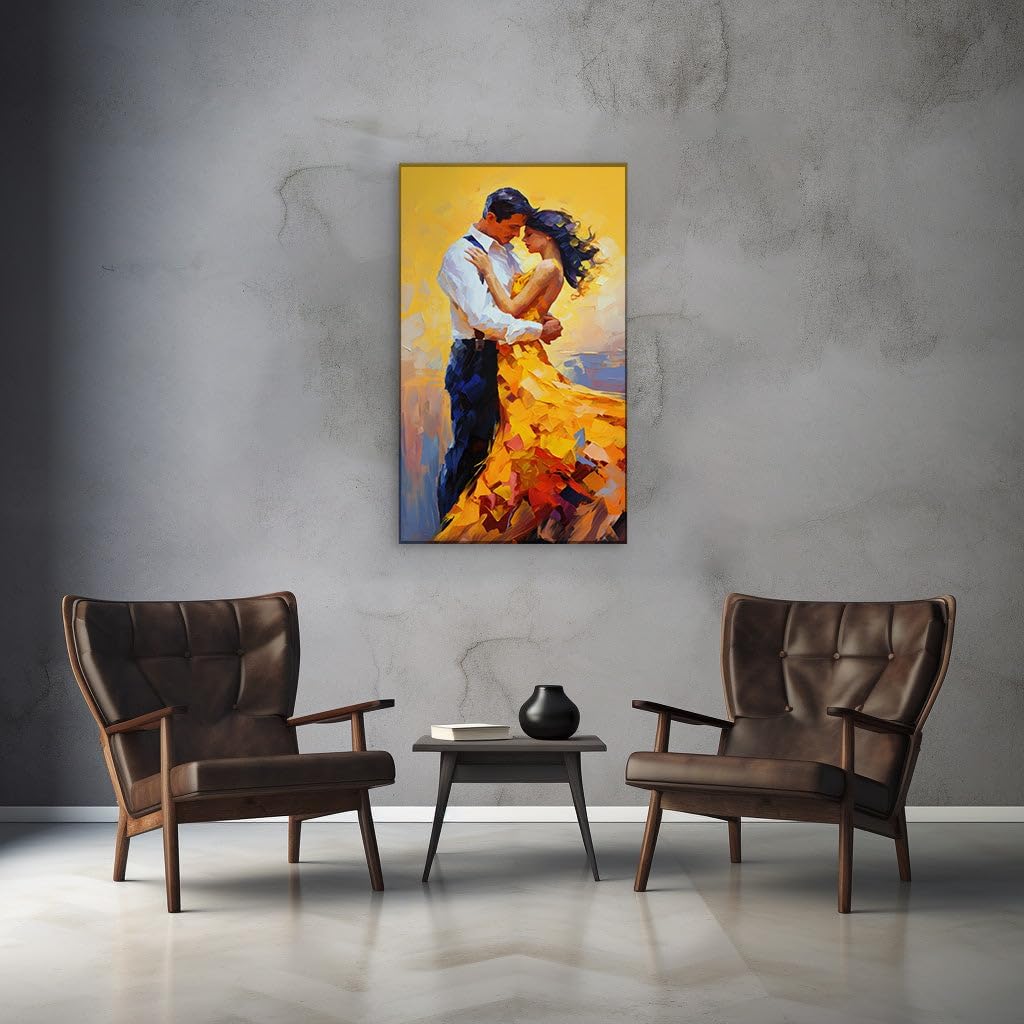 Canvas for Living room. Dancing by the Sea � A Tale of Romance in the Embrace of Nature, 27 x 18 inch Canvas Wall Art - Contemporary Masterpieces - Modern Home Decor - 69x46 cm (27x18 inch)