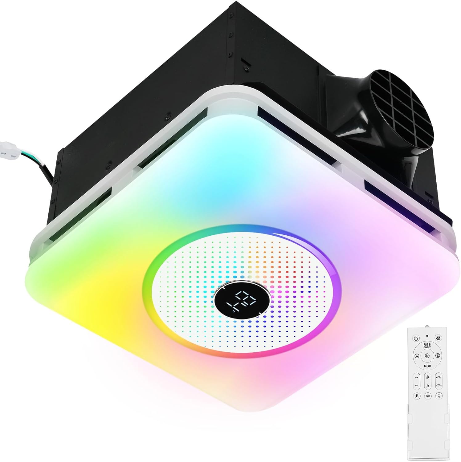 Bathroom Exhaust Fan with Bluetooth Speaker, 7 Dynamic RGB Lighting, 3000K-6000K Adjustable LED Lighting, Precise Algorithm Enables Seamless Dance Between Light And Music