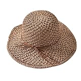 Frauen Strohhut Damen Sonnenhut Atmungsaktiv Sommerhut Sonnencreme Anglerhut Outdoor Hut Faltbar Fischerhut Sommer Anti-UV elegant Strandhut für Wandern Camping Tourismus Khaki/Beige