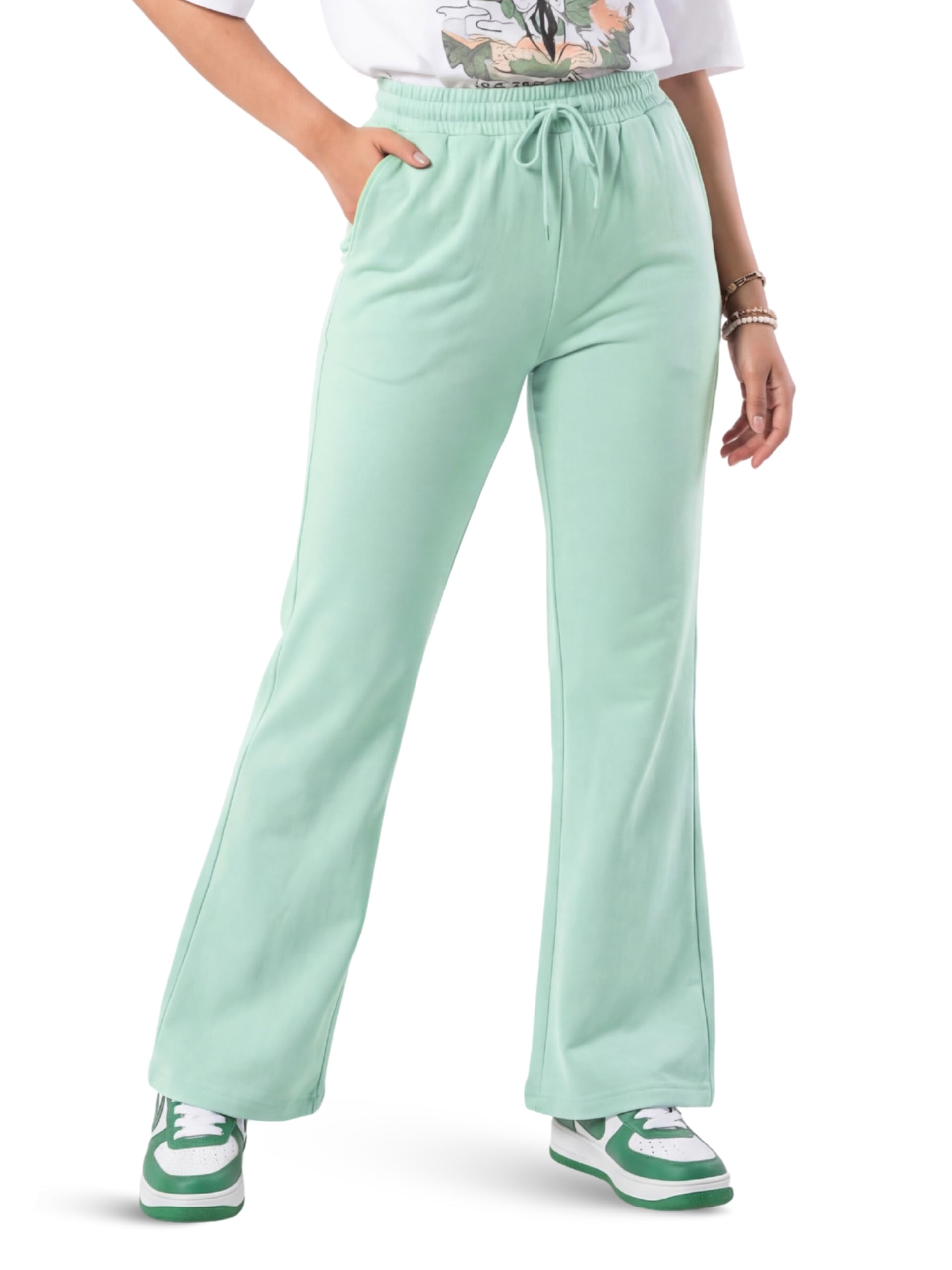 fflirtygo Women’s Wide Leg Pants with Pockets | Premium Cotton Lounge Wear | High Waisted Drawstring | Casual Comfortable Pajama Bottoms with Pocket-picture-10
