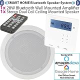 Inteligentne urządzenie ścienne do domu i pojedyncze 100 W STEREO DUAL COIL zestaw głośnikowy do sufitu – mini naścienny bezprzewodowy wzmacniacz Bluetooth z odbiornikiem FM *ECHO/ALEXA* – zestaw kuchenny HiFi – domowy system audio muzyczny