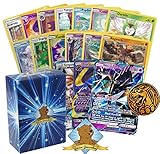 Golden Groundhog Pokemon Sun & Moon Series Legendary GX Lot - 100 Pokemon Card Lot with 1 Sun & Moon Series GX! Rares Foils and Coin! Includes Deck Box!