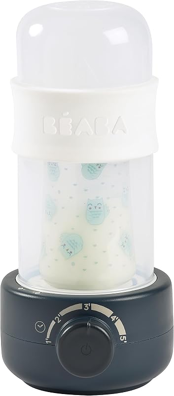 BEABA Fast Baby Bottle Warmer, Baby Food Warmer, Warm Infant Formula and Breastmilk in Just 2 Mins, Fits All Baby Bottle Sizes, Baby Essentials, Midnight
