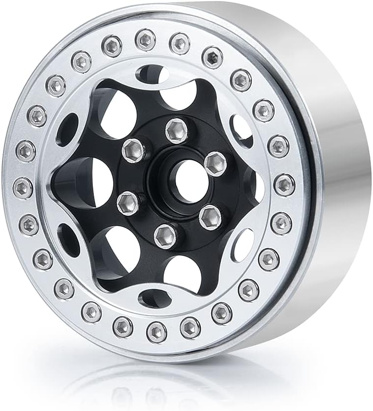 RCLIONS 4pcs Aluminum Alloy 1.9inch RC Beadlock Wheel Rim Replacement Ring for 1:10th RC Crawler Car 1.9" Wheels/Rims (Silver)