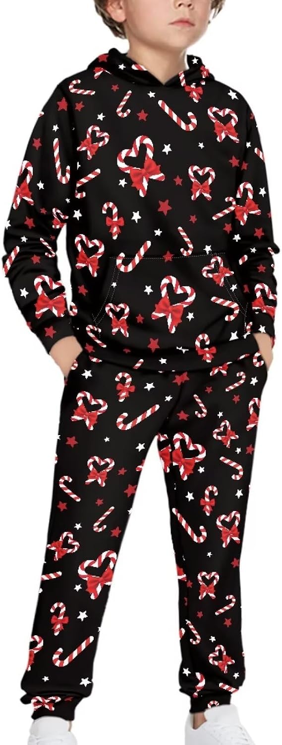 Pensura Girls Boys Long Sleeve Hooded Pullover Oversized Hoodie Sweatshirt + Cargo Jogger Pants 2pcs