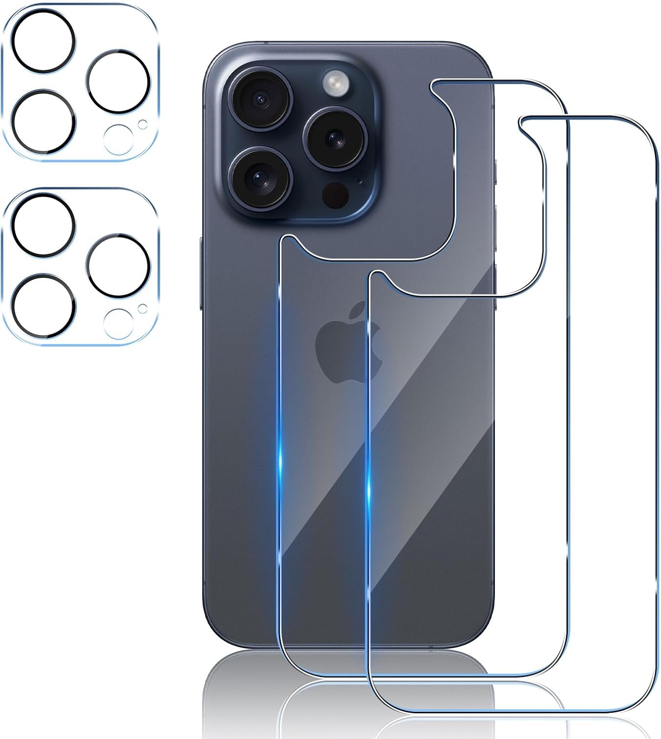 TUTUO [2+2 Pack Back Tempered Glass Compatible with iPhone 15 Pro Back