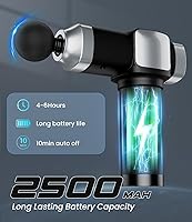 Vista 4 de Pistola de masaje de tejido profundo, masajeador muscular eléctrico de percusión portátil para aliviar el dolor, masajeadores de mano con 30