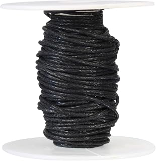 30 Feet - CleverDelights 1mm Waxed Cotton Cord - Black - Crafts Beading Jewelry Necklaces Macramé