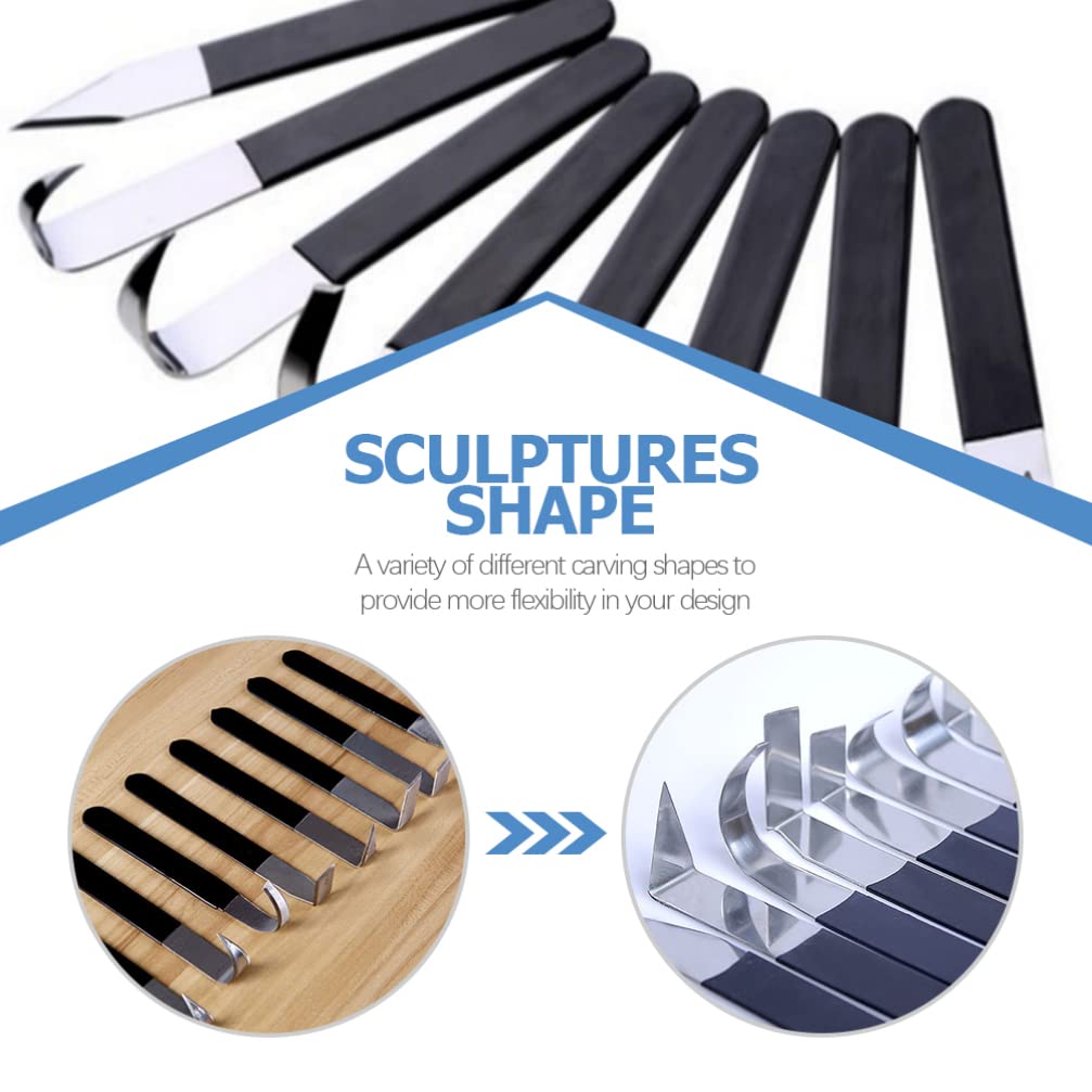 Yardwe 8 Pezzi In Acciaio Inossidabile Ceramica Argilla Scultura Intaglio Strumento Manico In Gomma Ceramica Scultura Modellazione Set Di Strumenti Di Taglio Kit Per Principianti