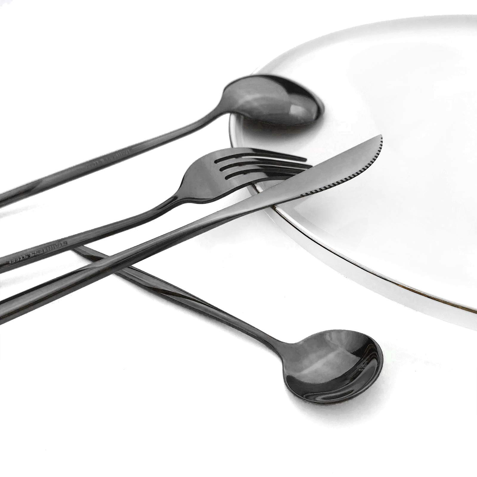 Schwarzes 36-teiliges Besteck-Set aus hochglanzpoliertem 18/0 Edelstahl, Besteckset für Zuhause, Küche, Party, Hotel, Restaurant, Hochzeit, Service für 6 Personen