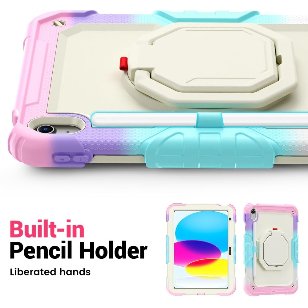 Generic etui kompatybilne z Samsung Galaxy Tab A9 8,7 SM-X110 X115 X117 (kolor: różowy kamuflaż) stojak premium trójwarstwowa pełna twarda obudowa silikonowa osłona z paskiem na ramię