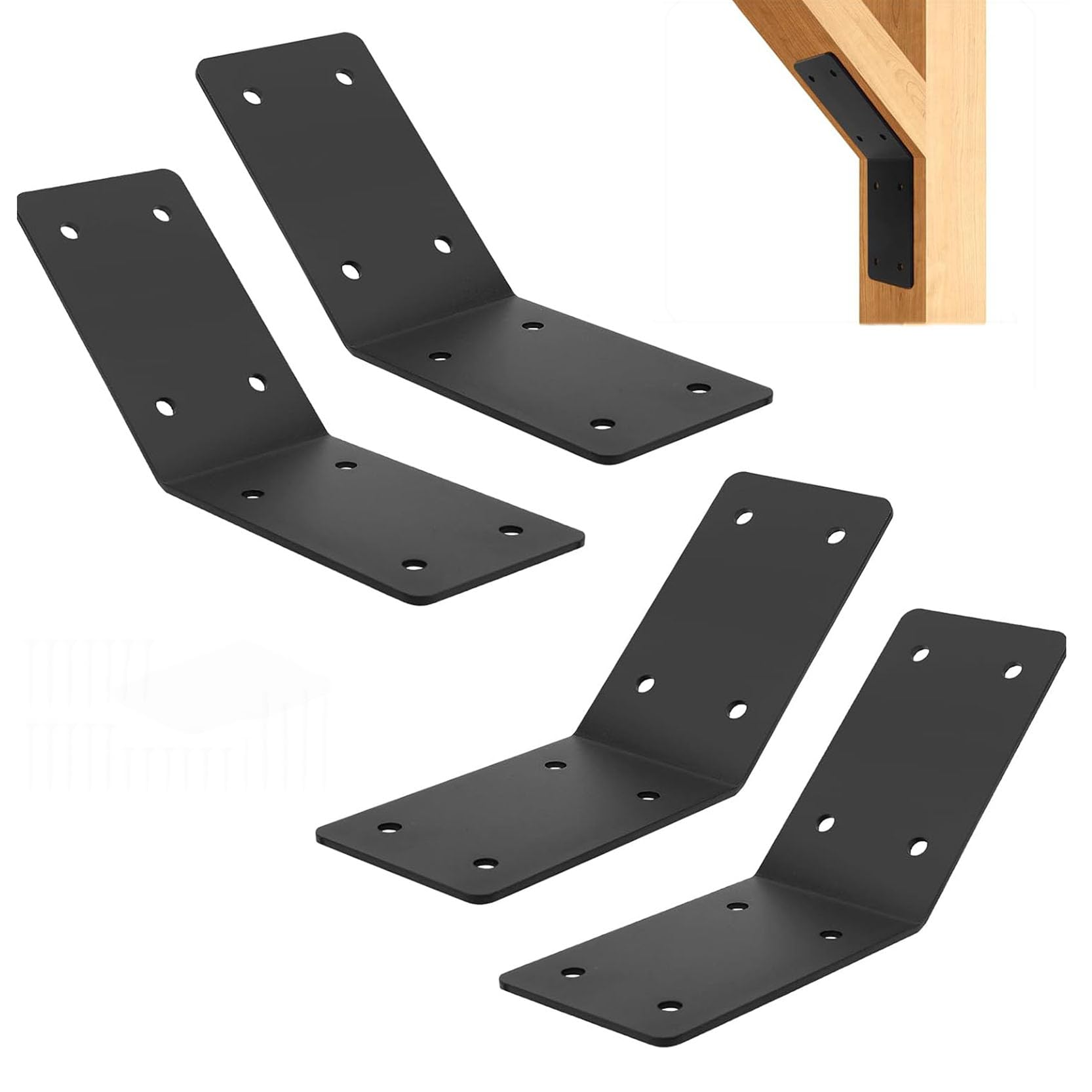 LQSYBHD 4 Pcs Pergola Brackets 45-Degree Angle Bracket Heavy Duty Connector Brace Bracket Kit for Reinforcing Pergolas and Gazebos Garages Tree Houses Yards