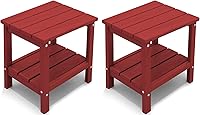 Vista 31 de KINGYES Juego de 2 mesas auxiliares para exteriores, mesa auxiliar Adirondack de doble capa, Aruba