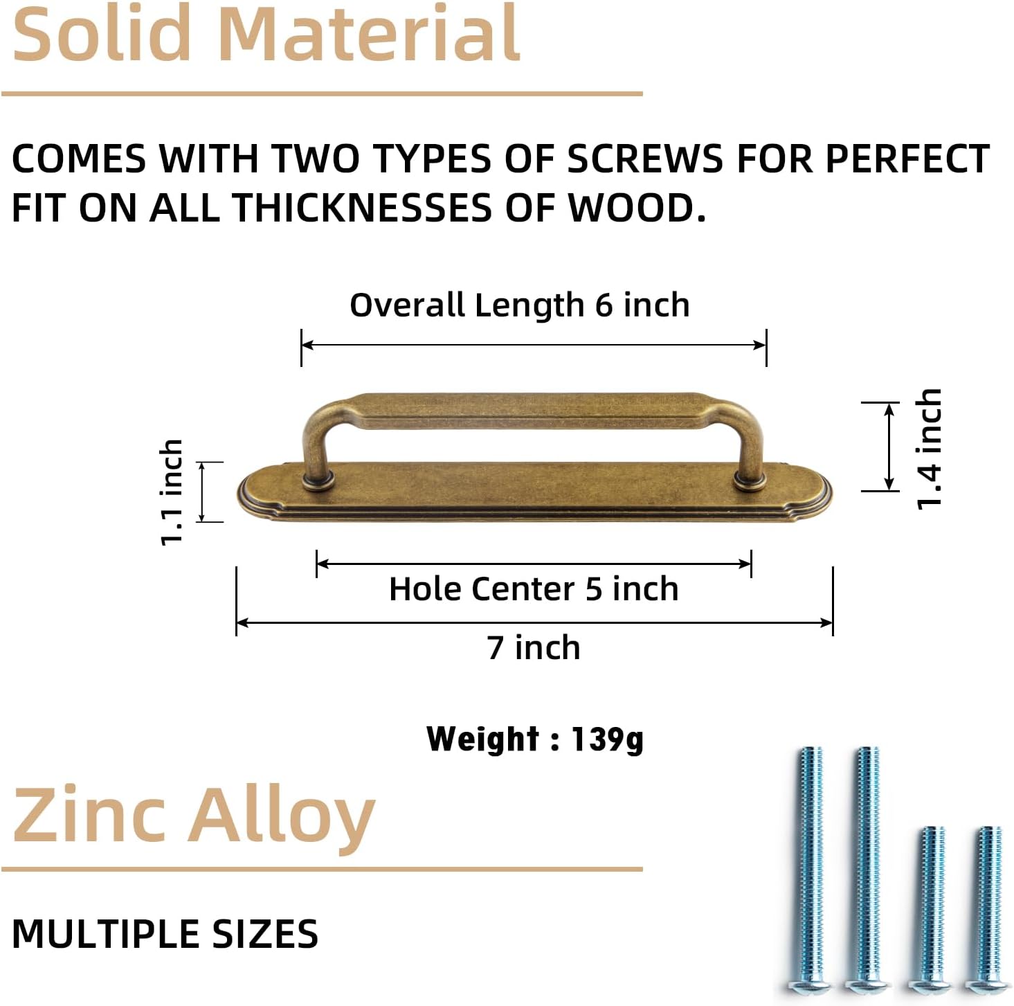 Goo-Ki 2 Pack Antique Brass Cabinet Pulls with Backplate Spacer, 5 Hole Center Kitchen Drawer Pulls Handles with Base Plate Zinc Alloy Hardware