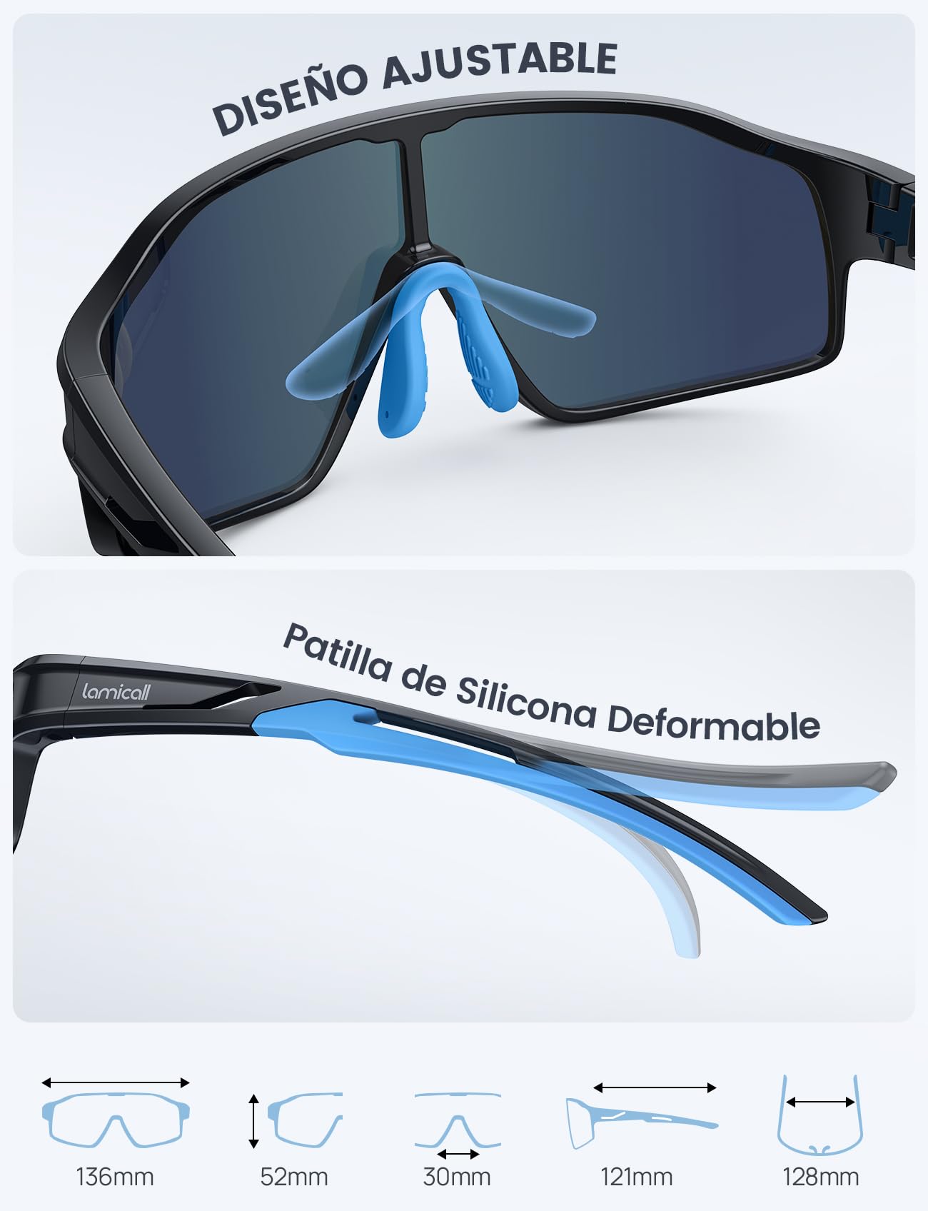 Lamicall Polarizadas Gafas de Sol Ciclismo para Niños - [22g Ultraligero] UV400 Protección, TR90-Marco, Gafas Ciclismo Niños con Almohadilla Nasal Ajustable, Gafas Niños para Ciclismo/Running/Béisbol