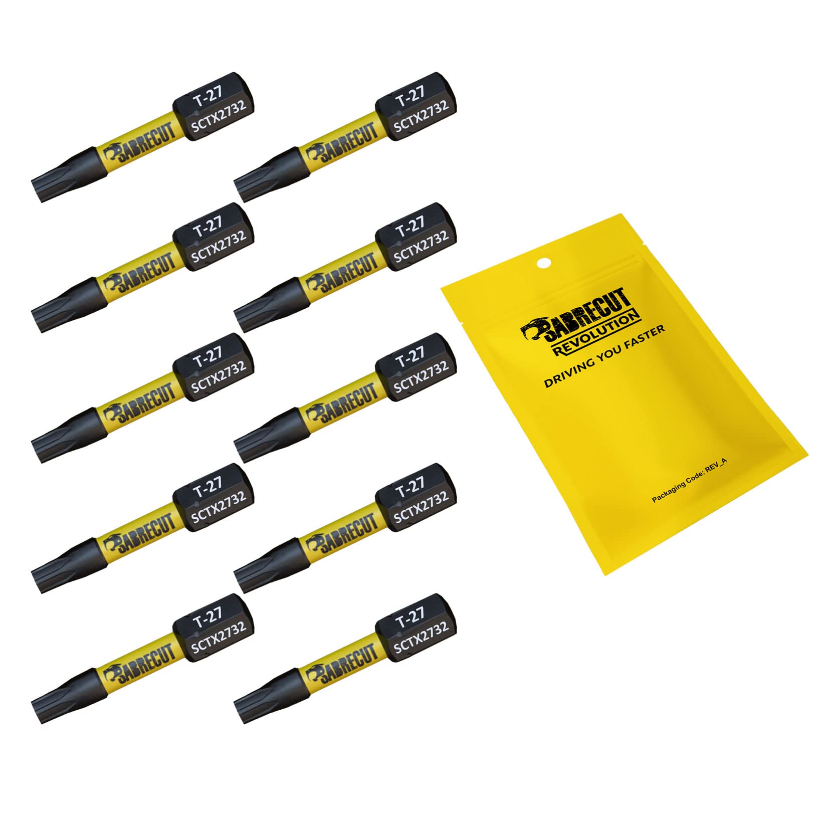 Sabrecut 10 X Sctx2732_10 32Mm T27 Tx27 Magnetic Impact Screwdriver Driver Bits Set Torx Heavy Duty