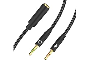 Premium Headphone Microphone Splitter Cable for Enhanced Audio