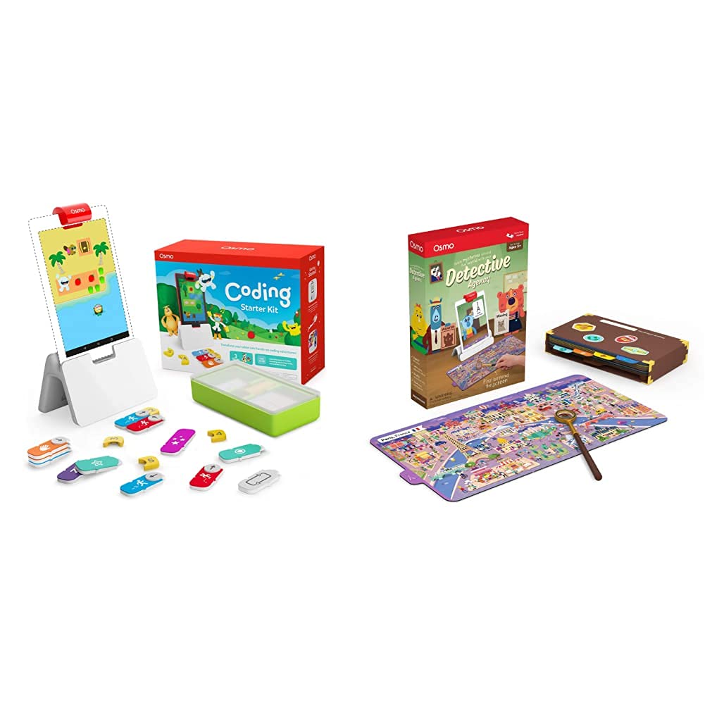 Osmo - Coding Starter Kit Plus Detective Agency for Fire Tablet - 3 Educational Learning Games - Ages 5-12 - Learn to Code, Coding Basics & Coding Puzzles - STEM Toy Fire Tablet Base Included