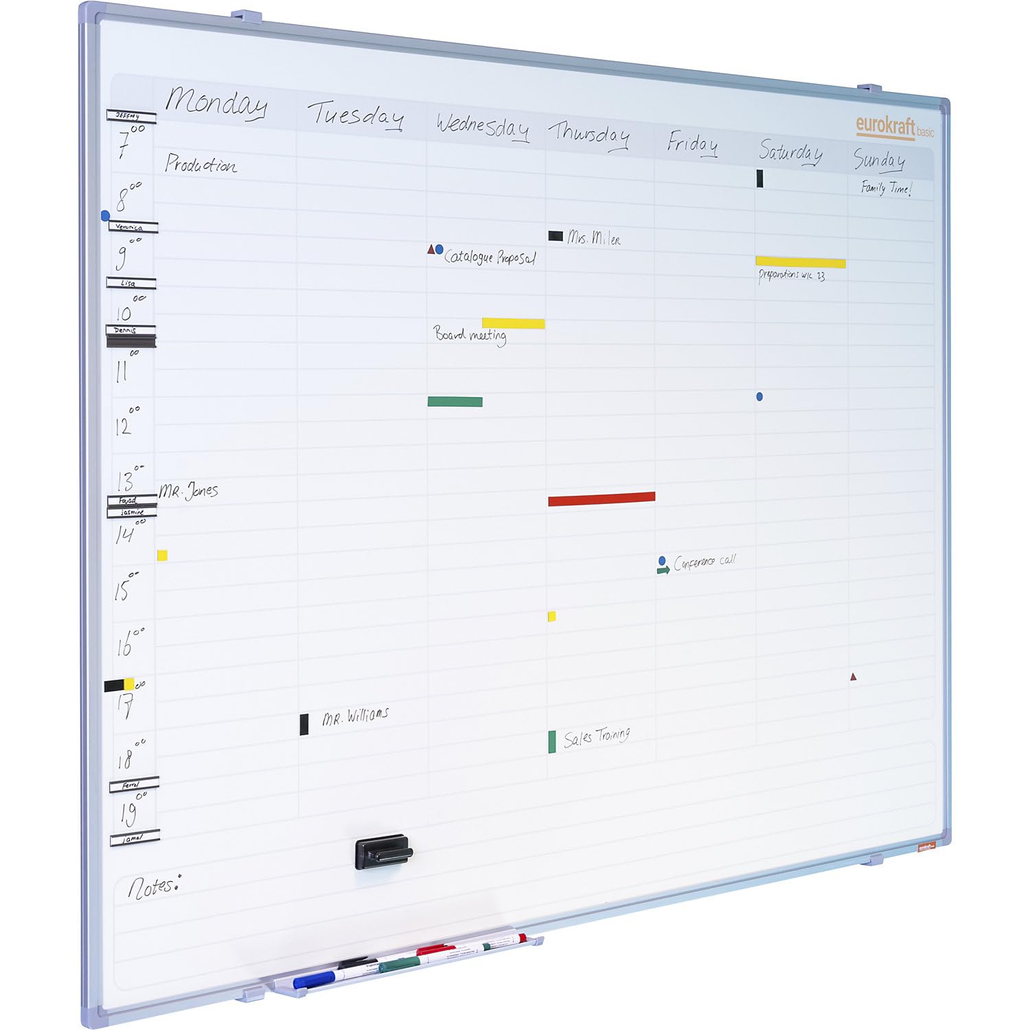 eurokraft | Planning hebdomadaire | neutre | division en 7 jours | l x h 900 x 600 mm