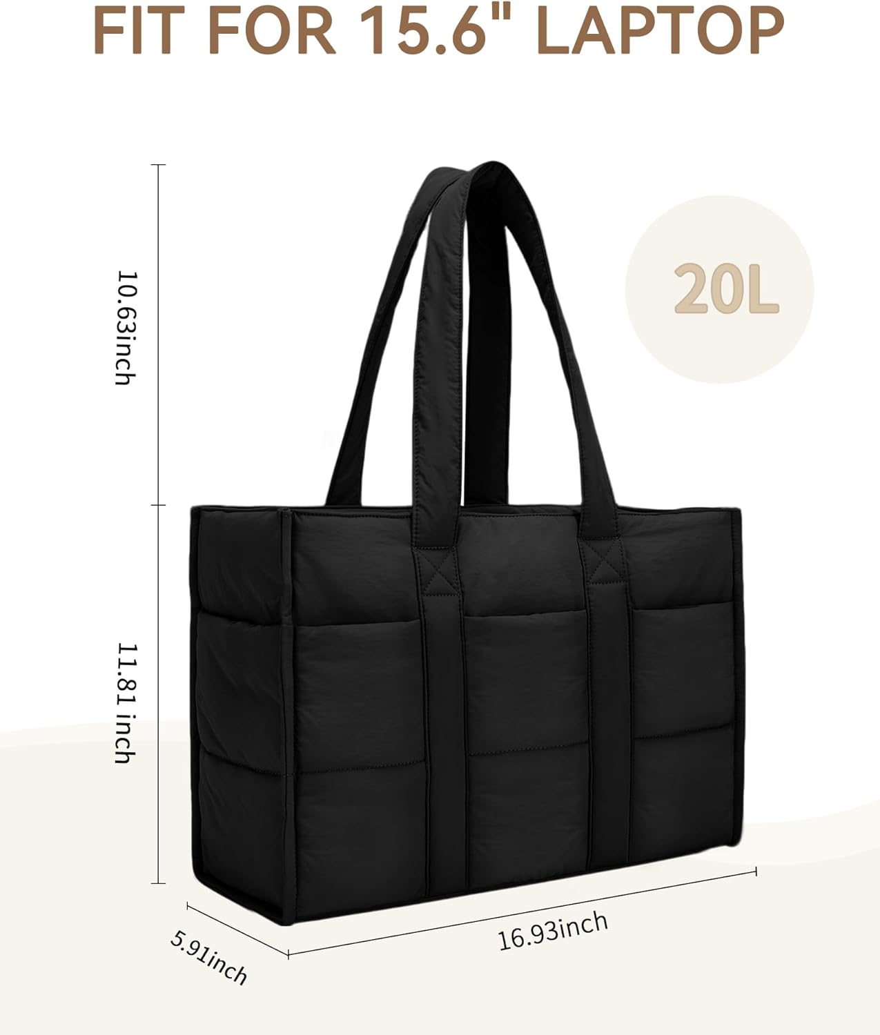 Becokan Tote Bag for Women Large Puffer Laptop Bag with 16 Pockets for Teacher Nurse Shoulder Handbag for Travel Work School - Image 3