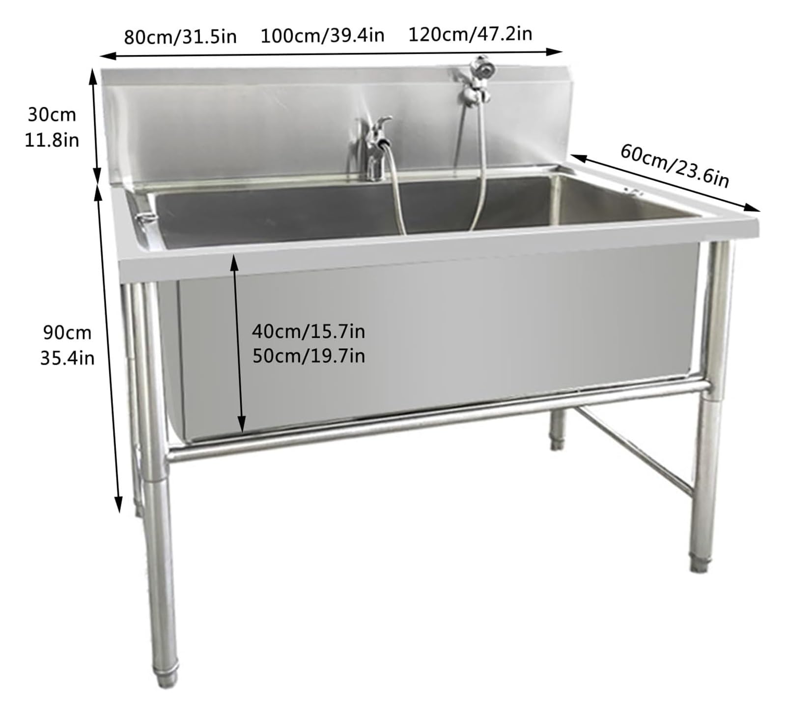 Dog Grooming Tub,Dog Pet Washing Bathing Station For Home,Professional Stainless Steel Pet Dog Bathing Station,Wash Shower Sink,Pet Bathtub Bathing Tub,for Large Medium & Small Dogs(100cm/39.4in)