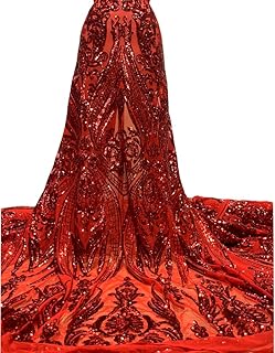 Red Elegant and Sophisticated Stretch Sequin Fabric/ 4 Way Stretch Sequins Fabric/Red Sequin/Wedding/Prom Dress Sequins-Selling by The Yard- for Dresses-