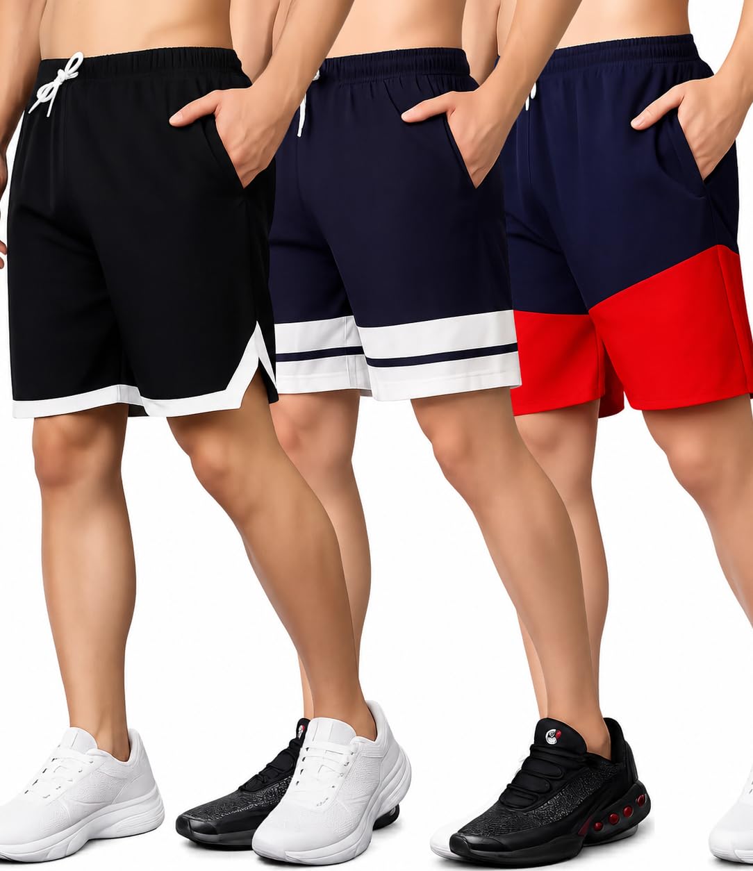 Men’s Sports Running Shorts Lightweight Quick Dry Gym Workout Training Shorts with Zipper Side Pockets Elastic Waist Adjustable Drawstring Athletic Activewear for Running Jogging Fitness Yoga Sports-image-11