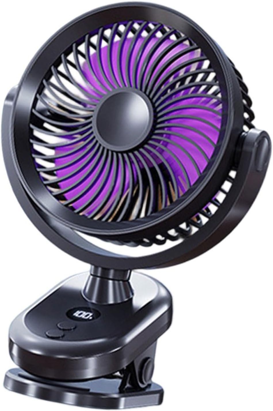 Rechargeable 100 Speed Desk Fan Digital Display & Quiet Motor 360 Adjustable Clip On Cooling For Home Travel Quiet Clip Fan With LED Screen