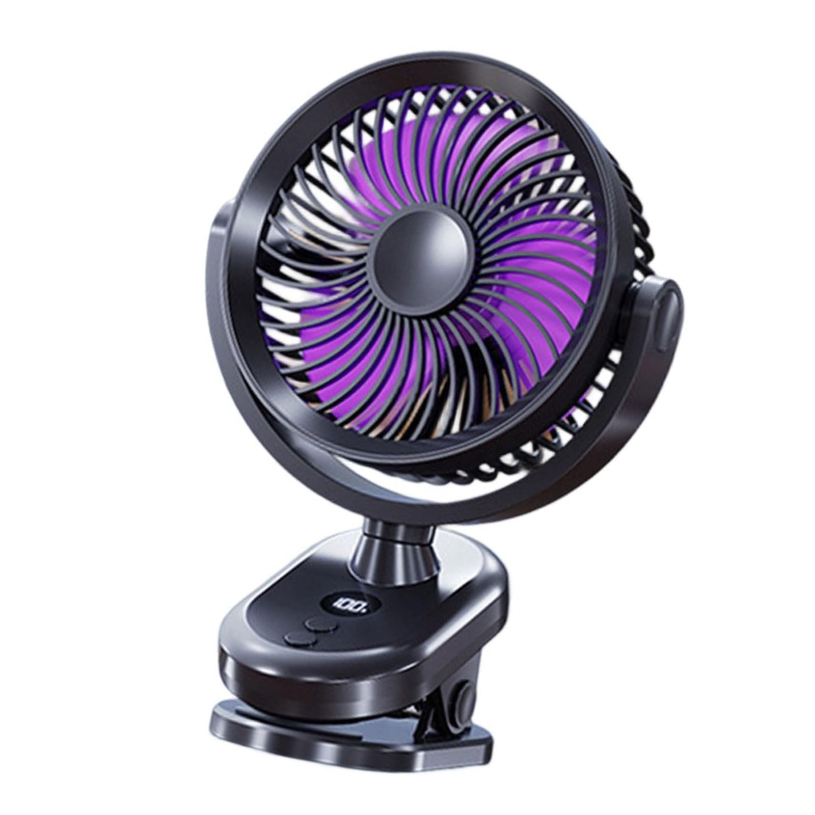 NRVTRE Rechargeable Clip Fan 100 Speed Digital Screen 360 Degree Cooling Wall Desk Hanging Fan for Indoor Outdoor Cooling Clip for