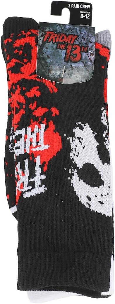 Bioworld Friday The 13th Jason Mask Men's 3-Pair Pack Glow-In-The-Dark Athletic Crew Socks - Image 6