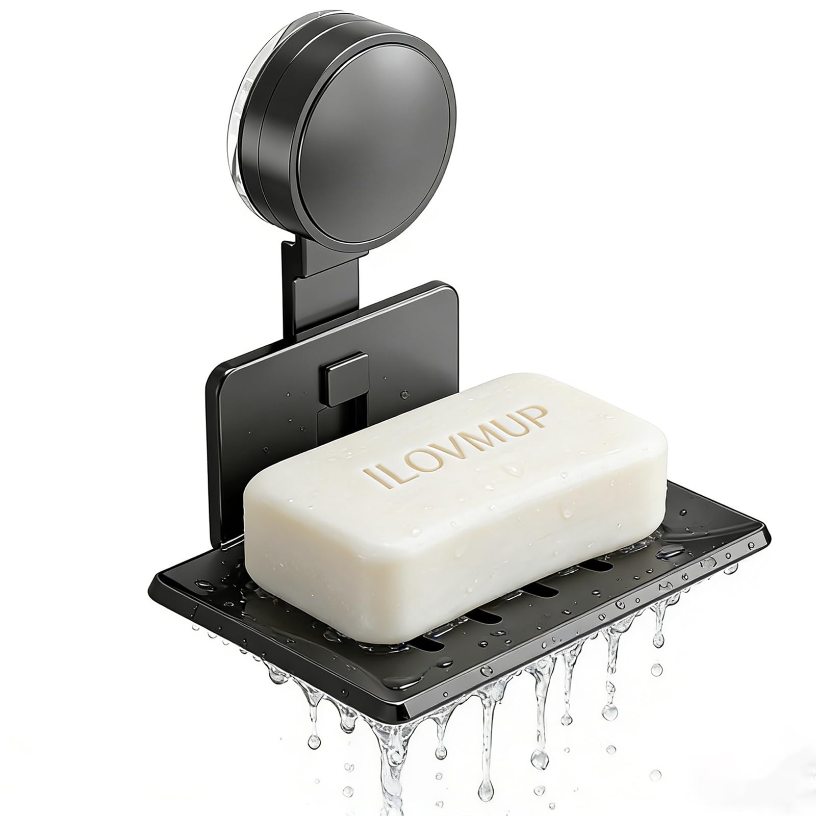ILOVMUP 1 Pack Shower Soap Dish, Wall Mounted Bathroom Soap Holder,Grey