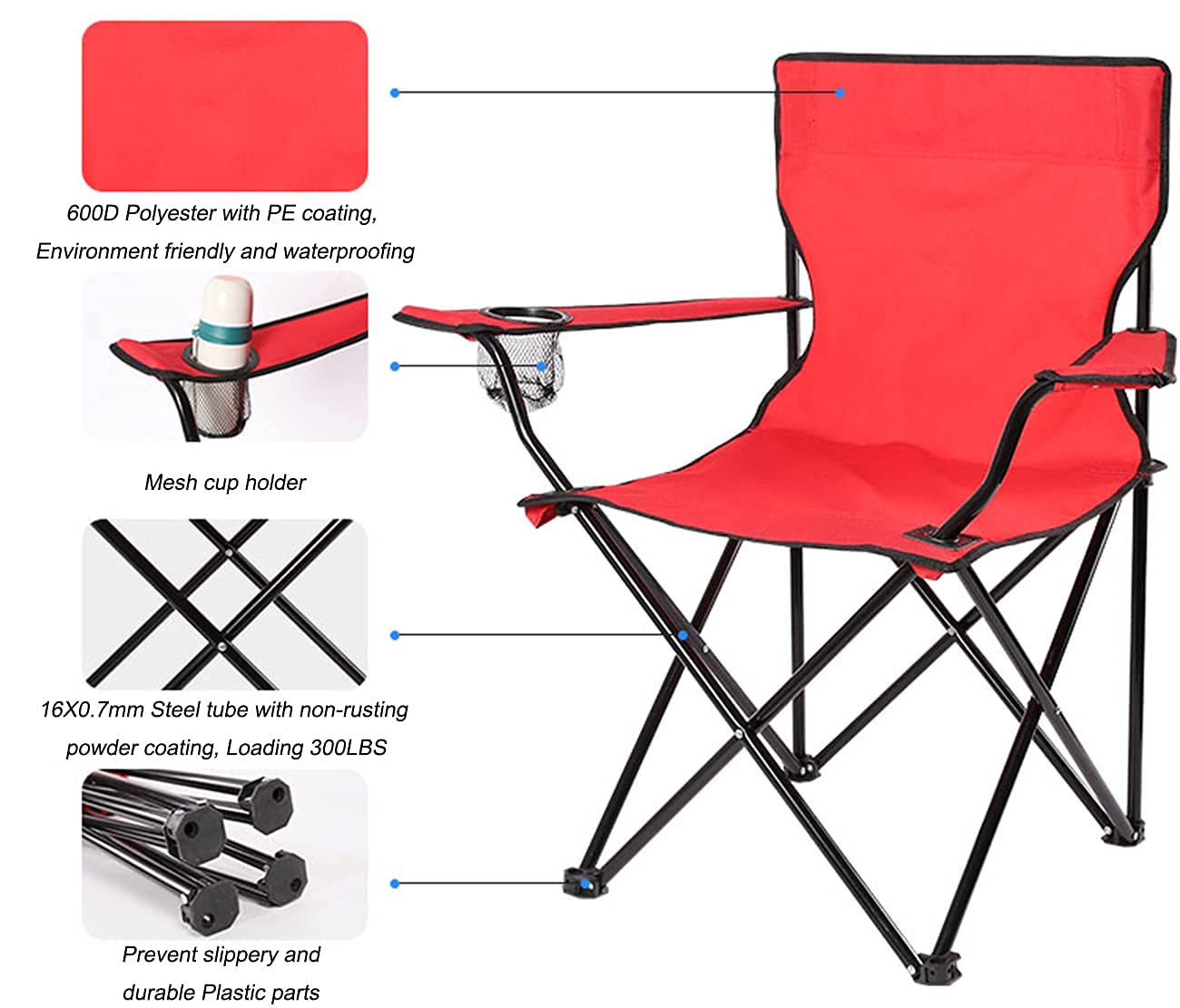 Faltbarer Campingstuhl mit Tragetasche, leichter Outdoor-Picknickstuhl für Festivals, Garten, Strandausflüge