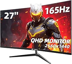 CRUA 27 Zoll Curved Gaming Monitor,165Hz PC Monitor,Full QHD 1440P Computer Display,Eye-Care-Screen with HIMI DP, Rahmenlos, FreeSync, Wandmontage für Büro und Zuhause