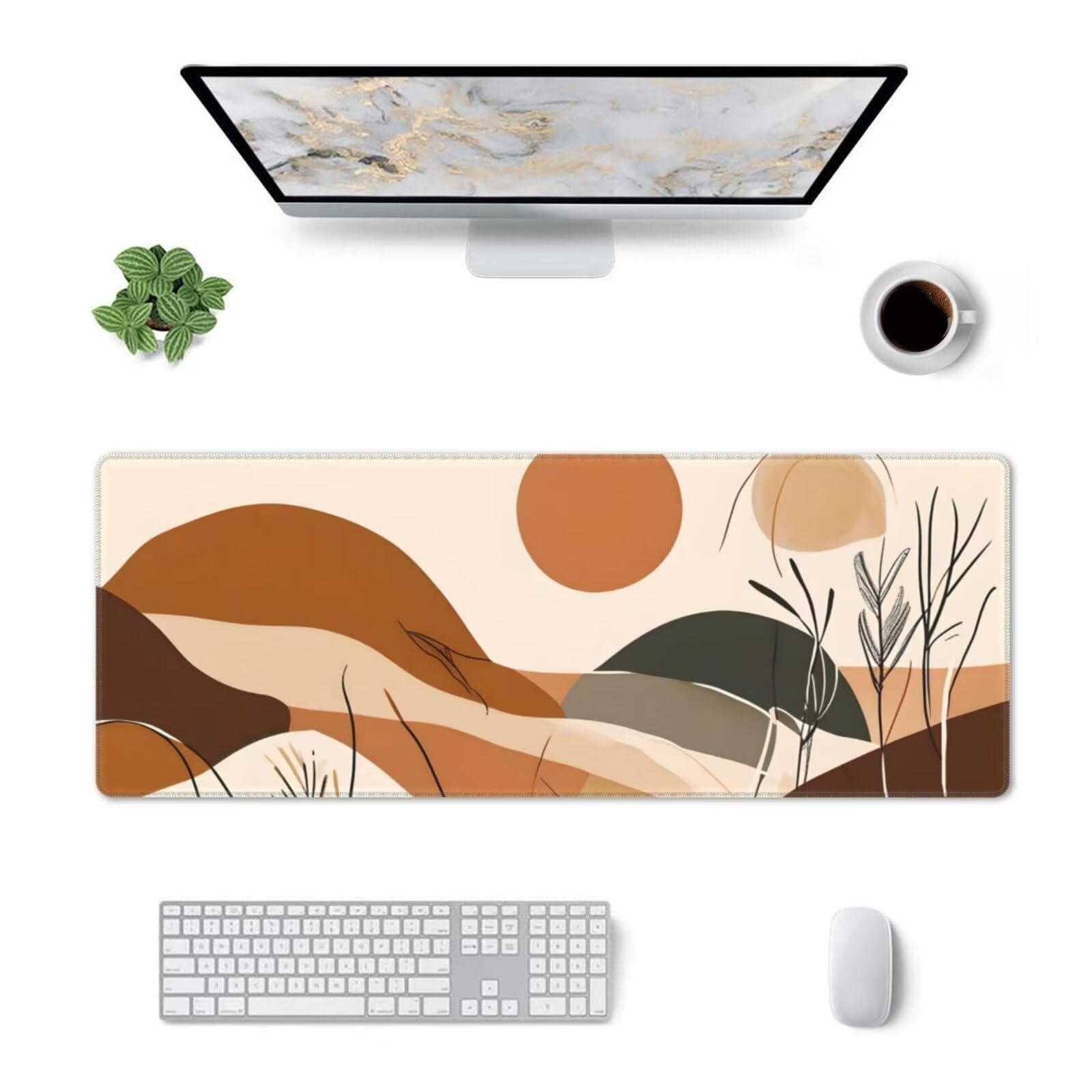 Tappetino Mouse, Tappetino Mouse Gaming Grande XXL 1500x800x3mm Tappetino Scrivania Mouse Pad, Base in Gomma Antiscivolo, Bordi Cuciti,Lavabile, Mousepad per Ufficio e Gaming (Paesaggio astratto) R106