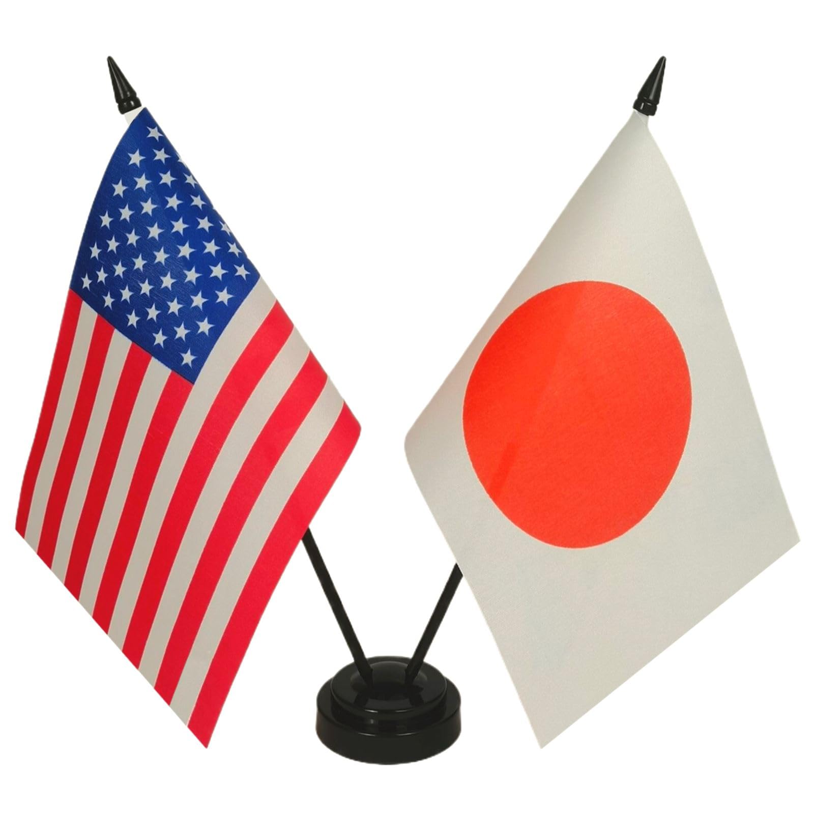 US American & Japan Friendship Desk Flag, Japanese Flags For Room Display, Twin Desk Flag Set-Miniature USA & Japan Combination Flag