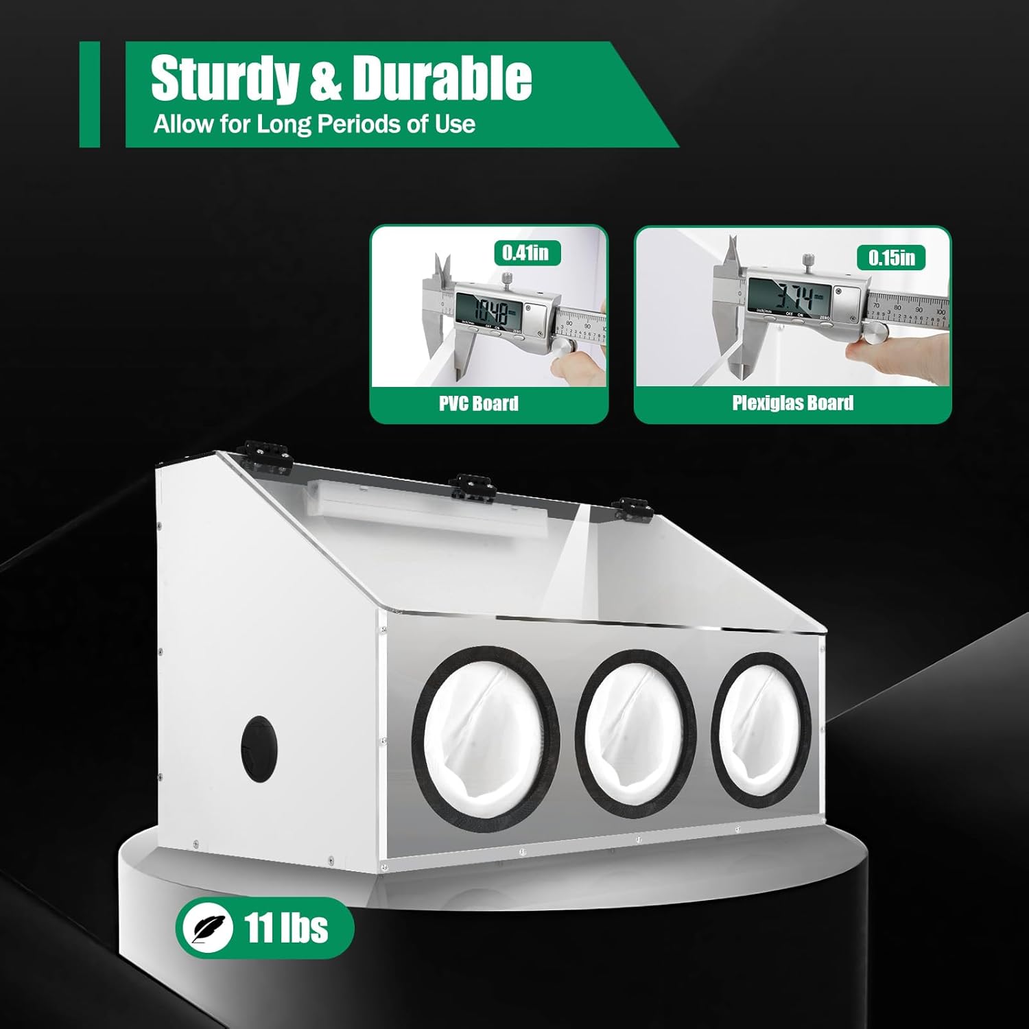 3-Hole Table Polisher Dust Box, Fully Enclosed PVC Dust Box Cover Grinding Box with LED Light & Fan, Electric Grinding Table Polisher Dust Cover Polisher Toolbox for Polishing Machine