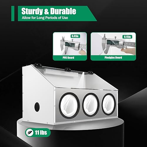 Miniatura 6 de Caja de polvo eléctrica totalmente cerrada para pulir mesa, caja de polvo, cubierta acrílica, con luz LED y ventilador para máquina pulidora (3