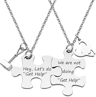 ARETIS Thor Loki Friendship Puzzle Necklace Thor Loki Fans Necklace Set Hey Let's Do Get Help Best Friends Gift Thor Hammer Loki Helmet Necklace