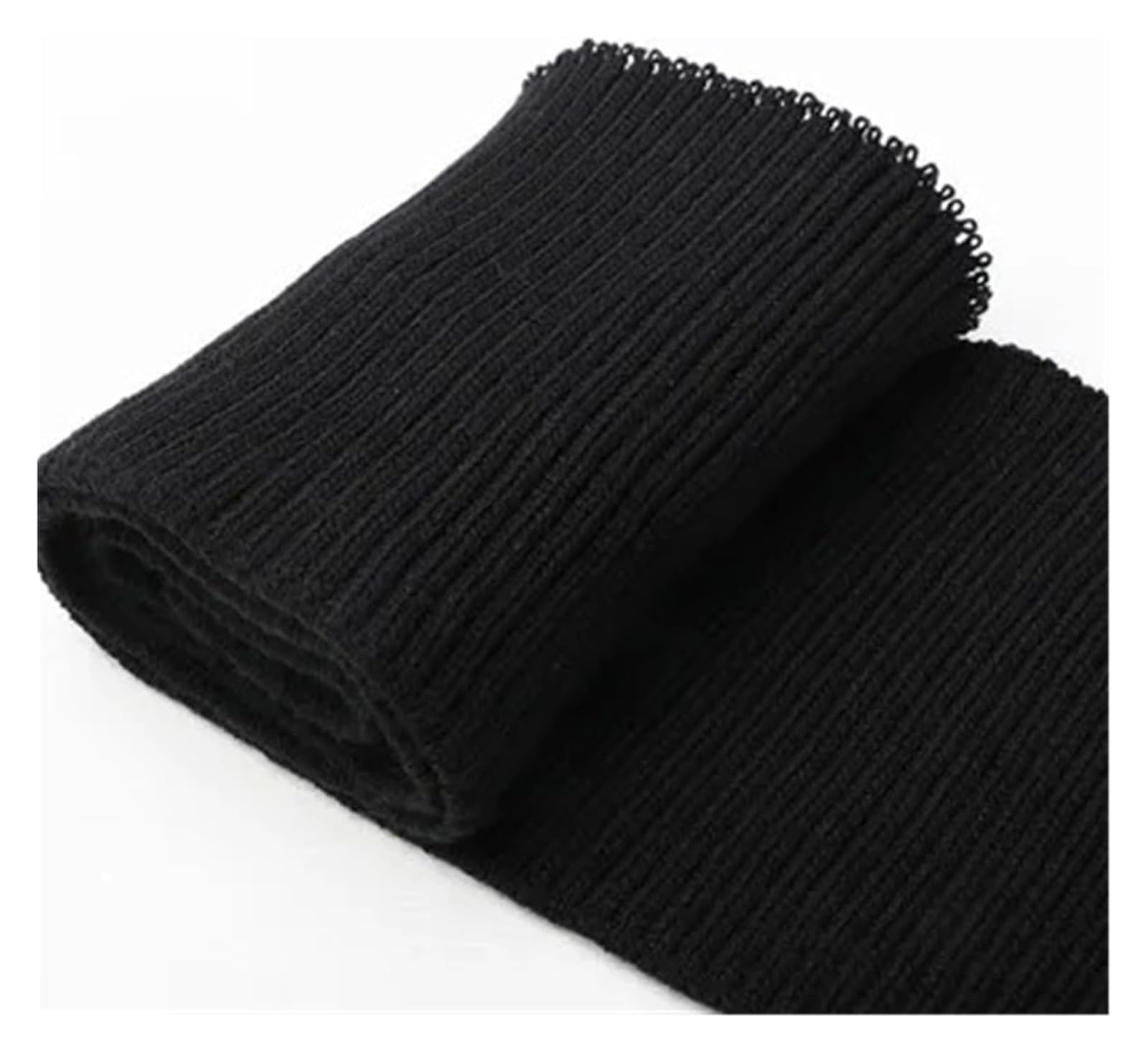 Rib Knit Cuff, Elastic Ribbed Cuffs Multicolor 12x85cm Thin Soft Knitted Wool Stretch Ribs(Black)