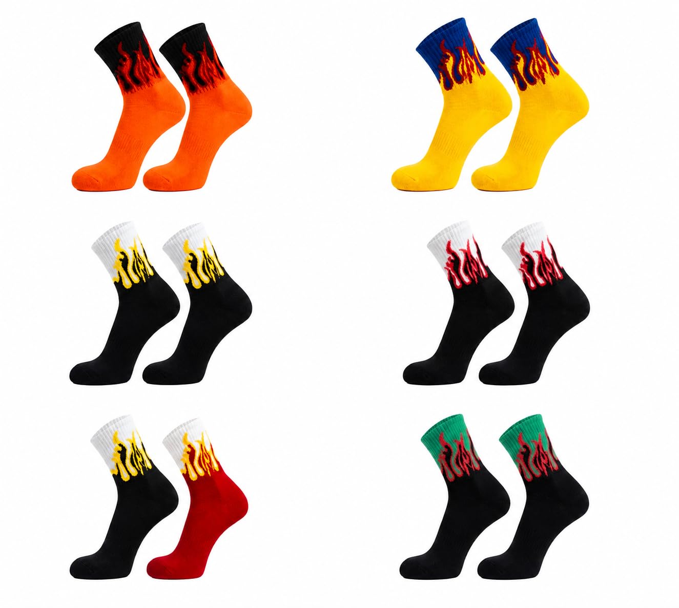 f y v Unisex Flame Design Cotton Socks|Mid Calf Socks for Men Women Trendy Streetwear Casual Fashion Socks| Multicolor-picture-10