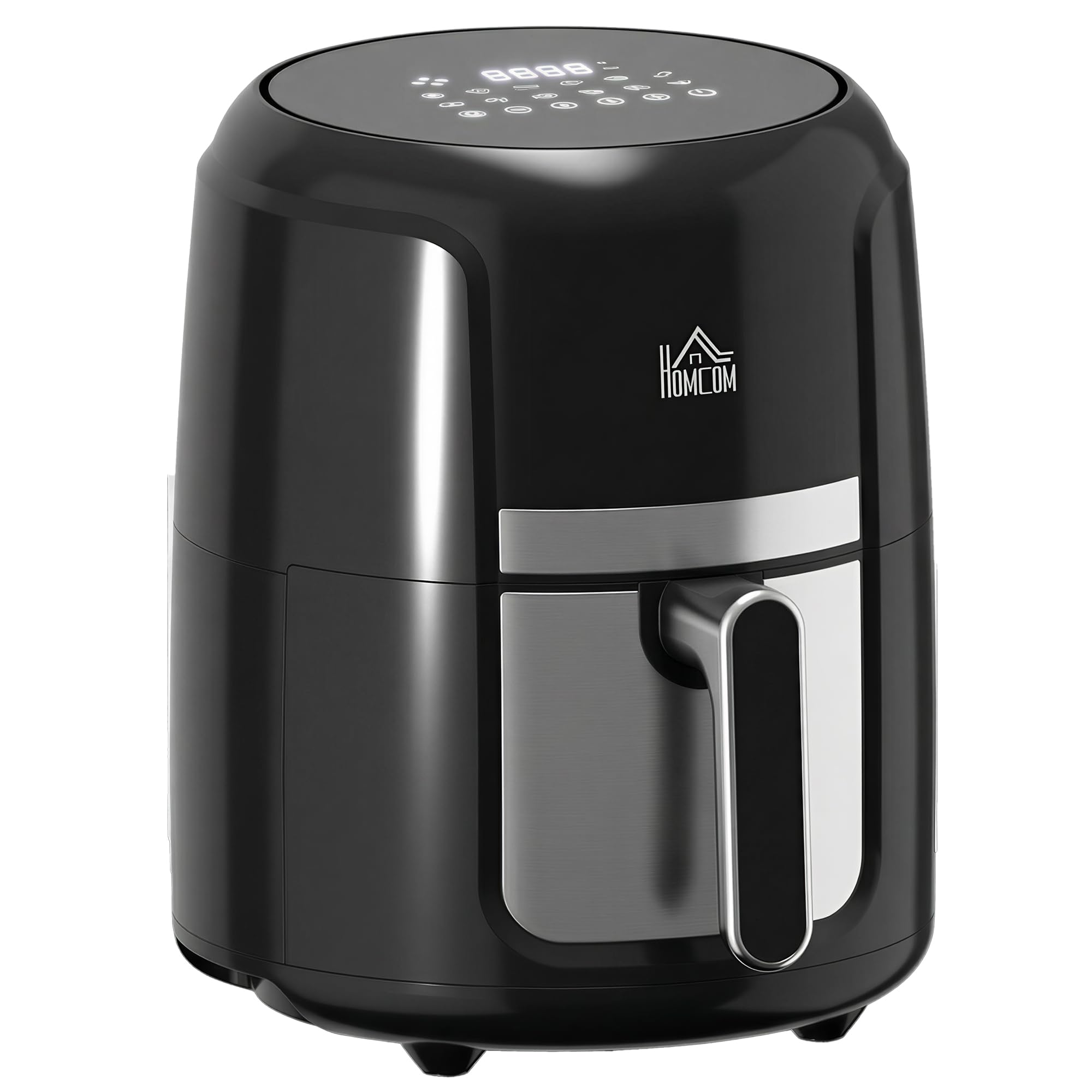 HOMCOM Frytkownica na gorące powietrze, 4 l, 1300 W, 12 programów, timer 60 min, kosz z powłoką zapobiegającą przywieraniu, zabezpieczenie przed przegrzaniem, wyświetlacz LED Touch, frytkownica bez