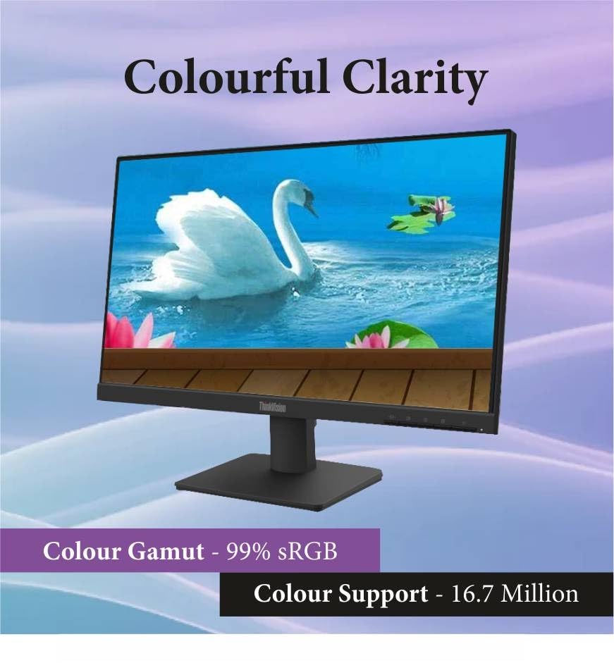 Image of Lenovo ThinkVision S22-4e | 21.5 inch (60.45cm) FHD IPS 100Hz Ultraslim Monitor | 4ms, 99% sRGB, 16.7Mn Colors, 1x HDMI 1.4, 1x VGA,TUV Eye Comfort, Low Blue Light| Tilt | Black